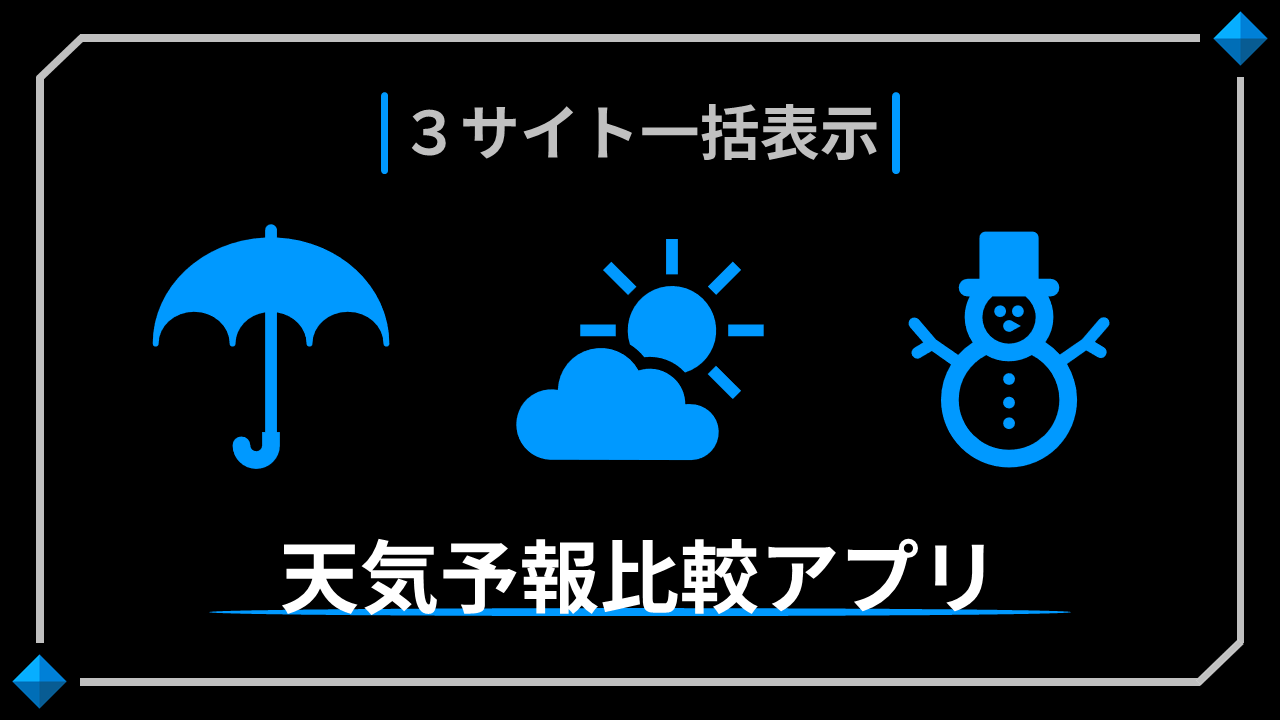 天気予報比較アプリ-サイト上でウェザーニュース･tenki.jp･Yahoo!天気を比較するツール
